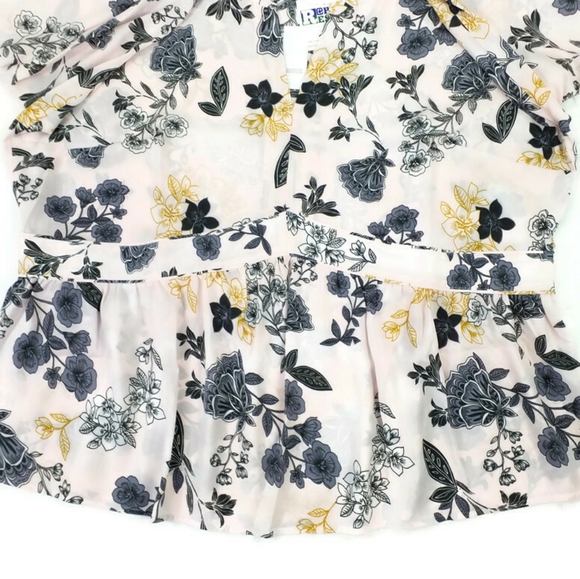 Loft Plus Pink Floral Print Long Sleeve Semi Sheer Blouse Womens Size 22 - Picture 11 of 16